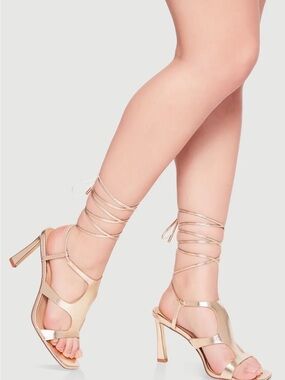 Strappy Metallic Gold gladiator Heels
